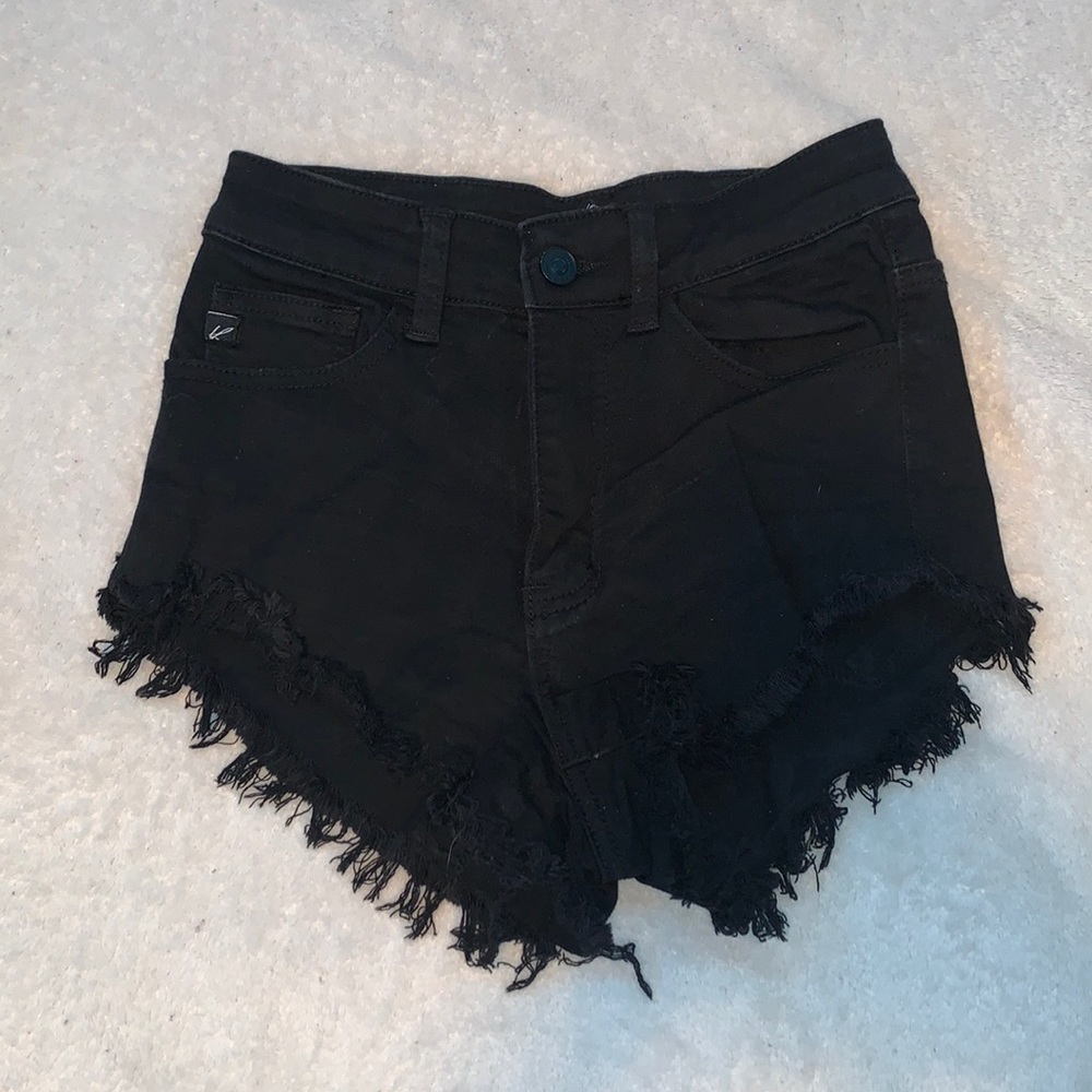 Black high rise jean shorts